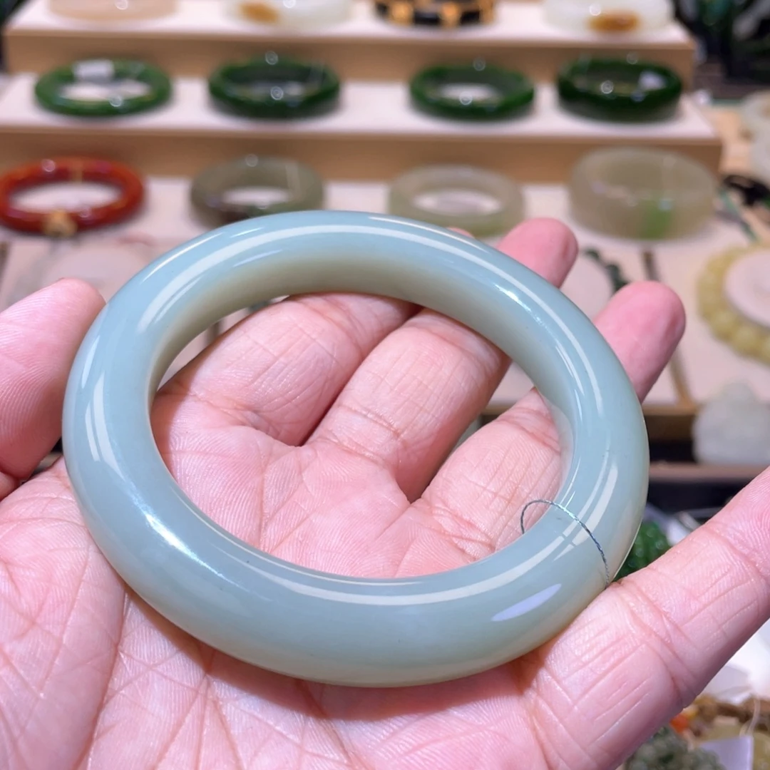 和田玉未镶嵌颈饰高品切莫蓝手镯61