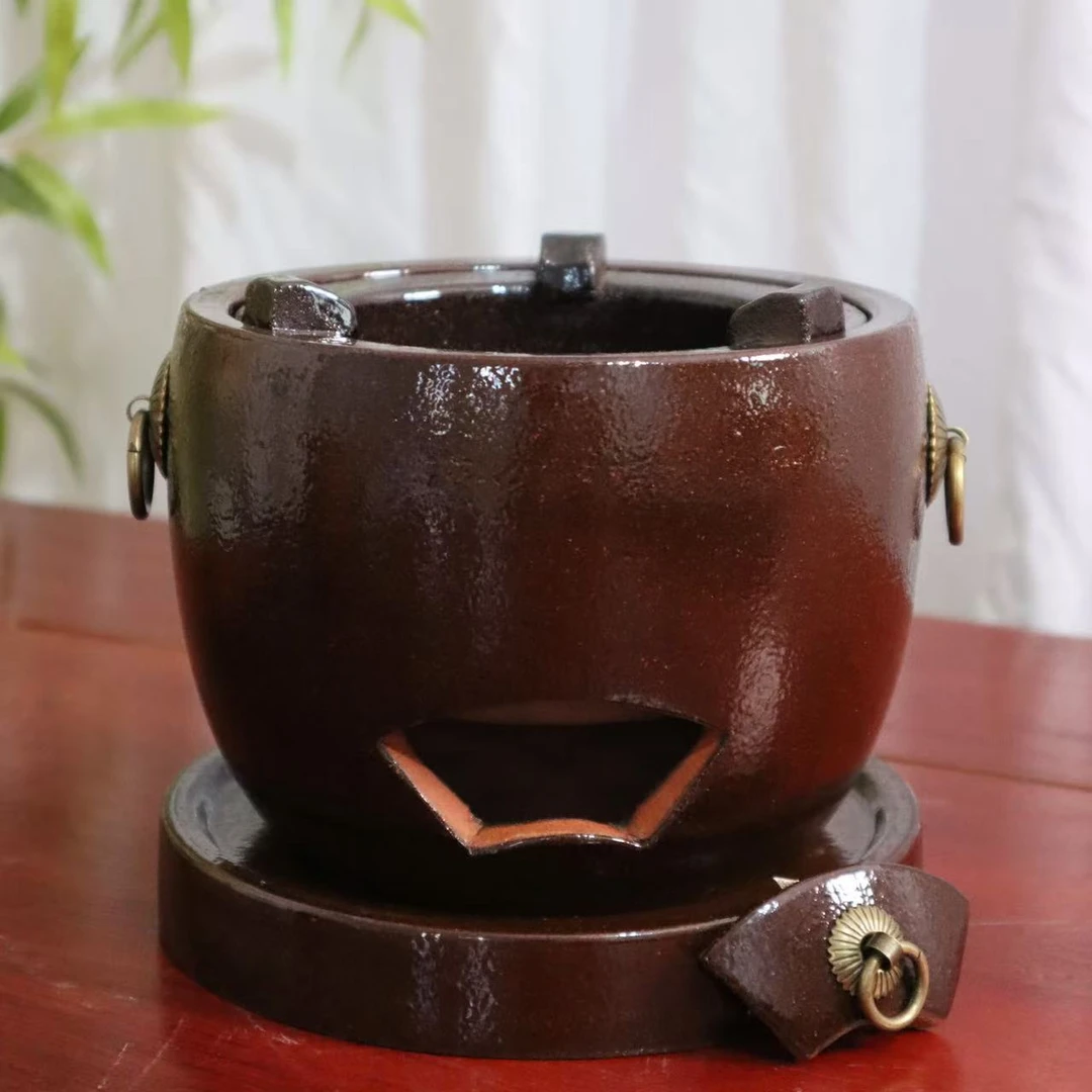 潮州炭炉家用户外耐烧防裂红泥炭炉煮茶煮水便携手工红泥小火炉