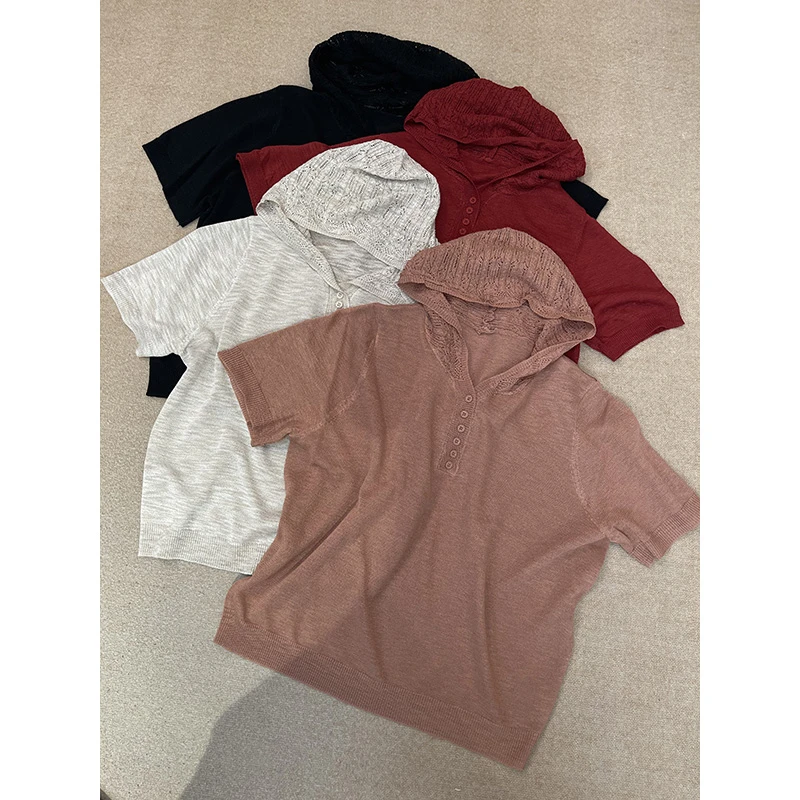 Daoi/丹丹 连帽短袖针织衫 2729