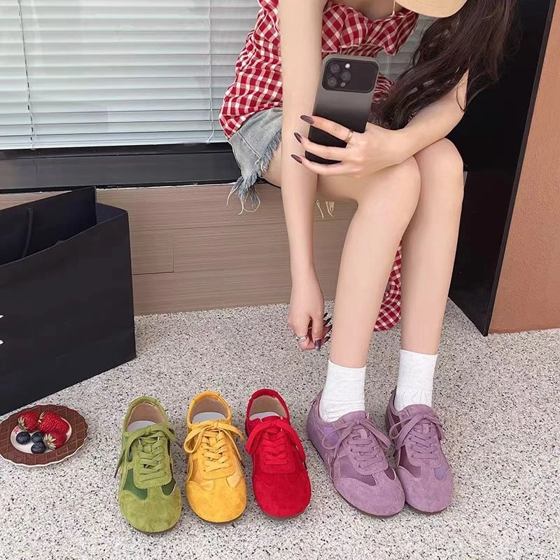 （柚子同款）68031夏季超火系带休闲鞋德训鞋透气复古平底鞋运动鞋