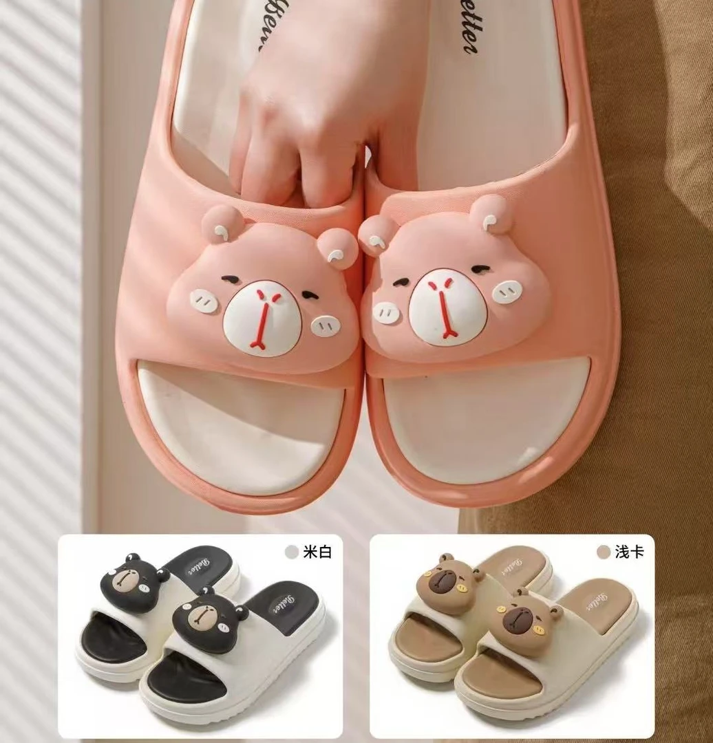 卡皮巴拉卡通立体卡皮巴拉凉拖鞋女夏季浴室防滑踩屎感厚底