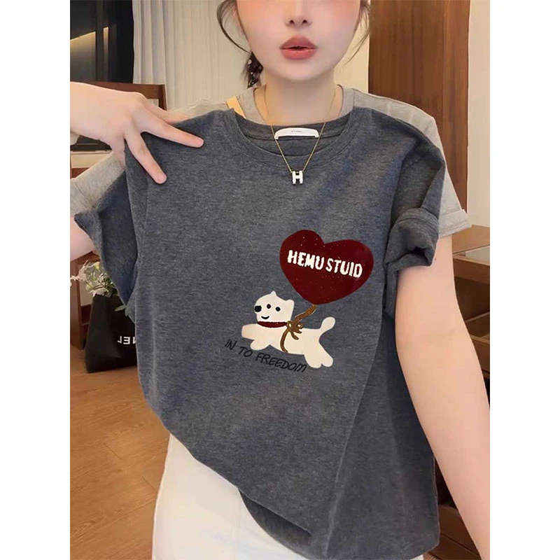 正肩t恤女款2025新款爆款常规圆领时尚休闲显瘦设计感上衣夏季潮