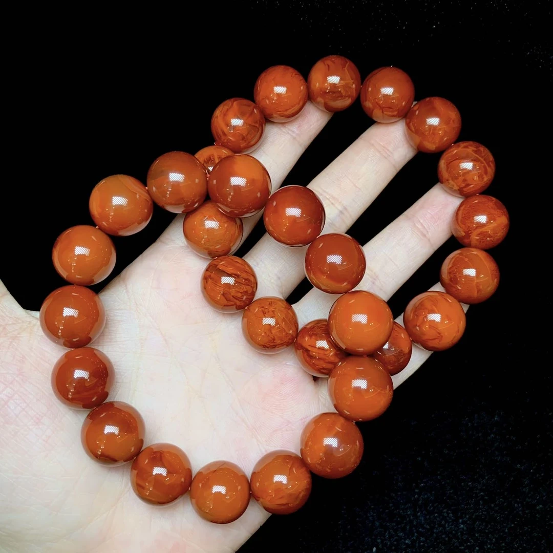 【小宝珠宝】27 T92416-南红火焰纹手串-多样性发一件-14mm