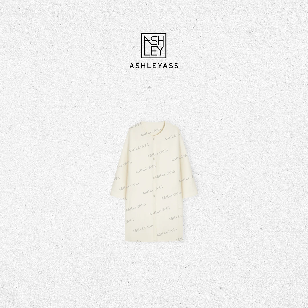 【ASHLEYASS】满分羊毛中长款大衣圆领卷边设计质感气质LSS241832S