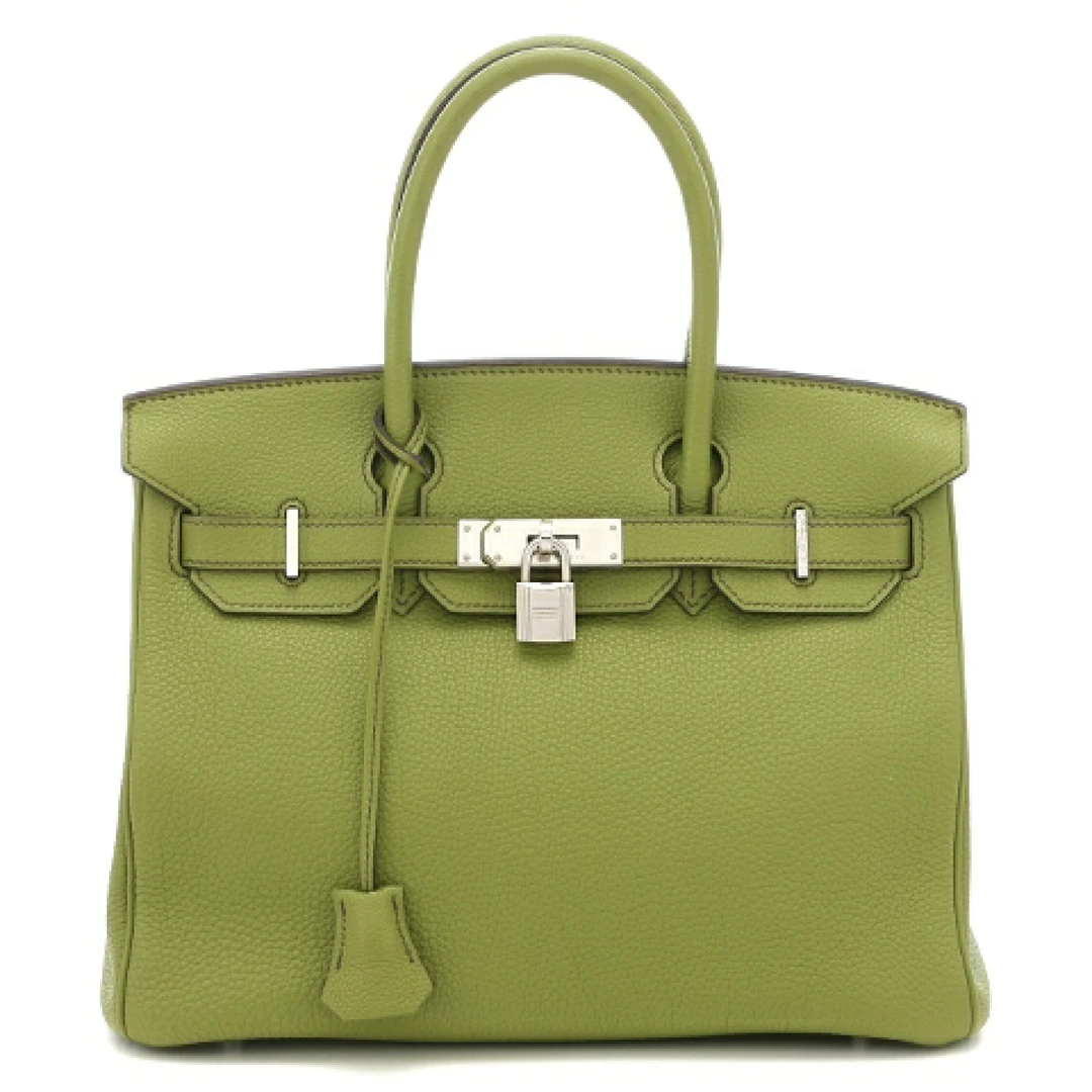 99新 Hermes/爱马仕 birkin30茴香绿银扣togo皮J手提包