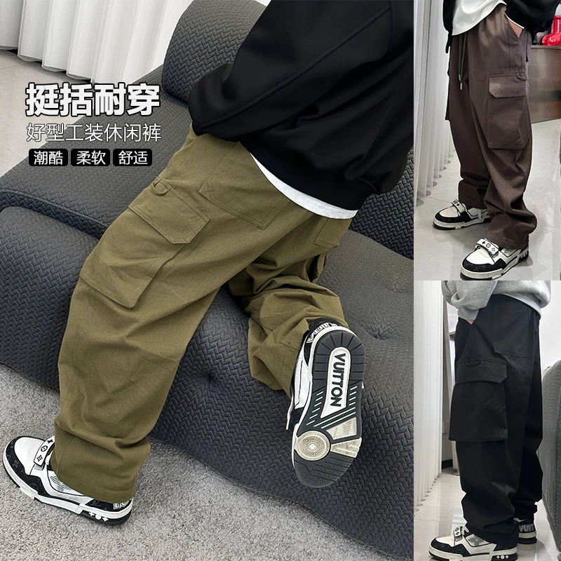 K2906小赖家青少年秋季工装裤2024新款中大童休闲裤宽松长裤