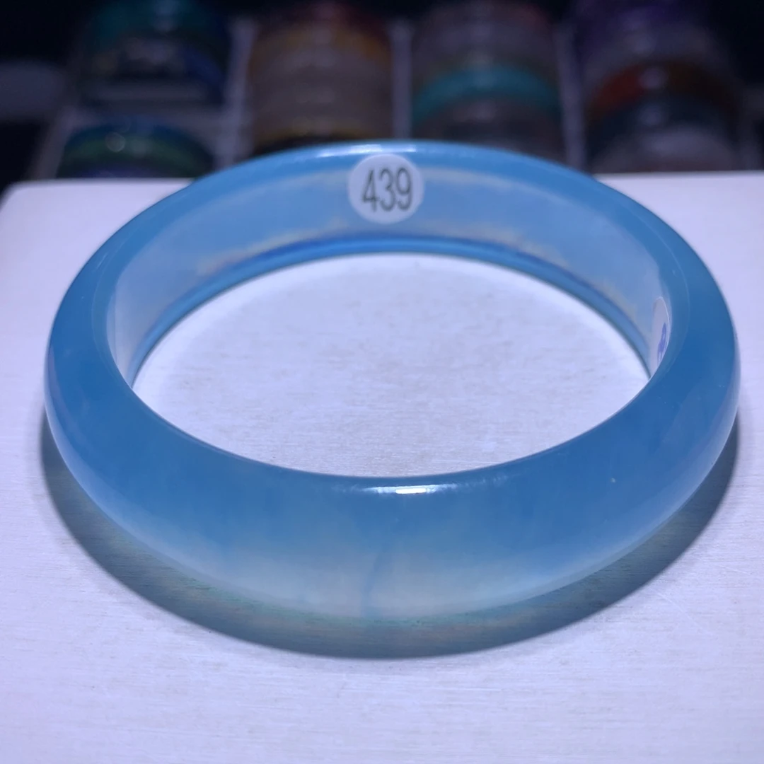 水晶手镯银S925镶嵌海蓝宝圣蓝60.4圈439