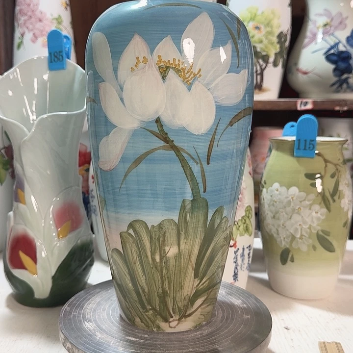 大萝卜油画白荷花 新款陶瓷陶瓷陶瓷温