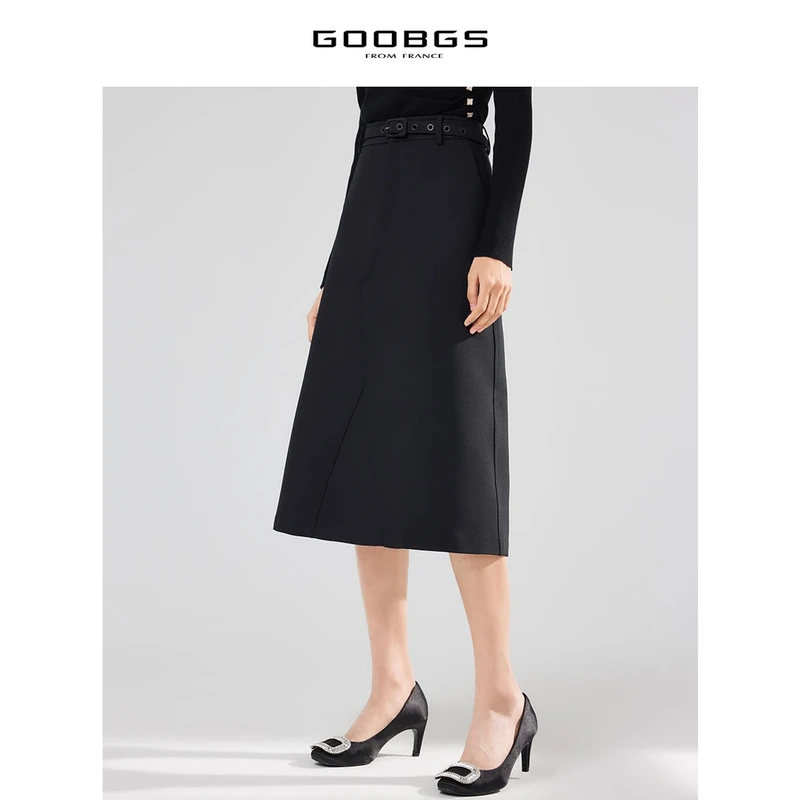 【谷邦L+】谷邦GOOBGS 黑色中长款半身裙 G3123615