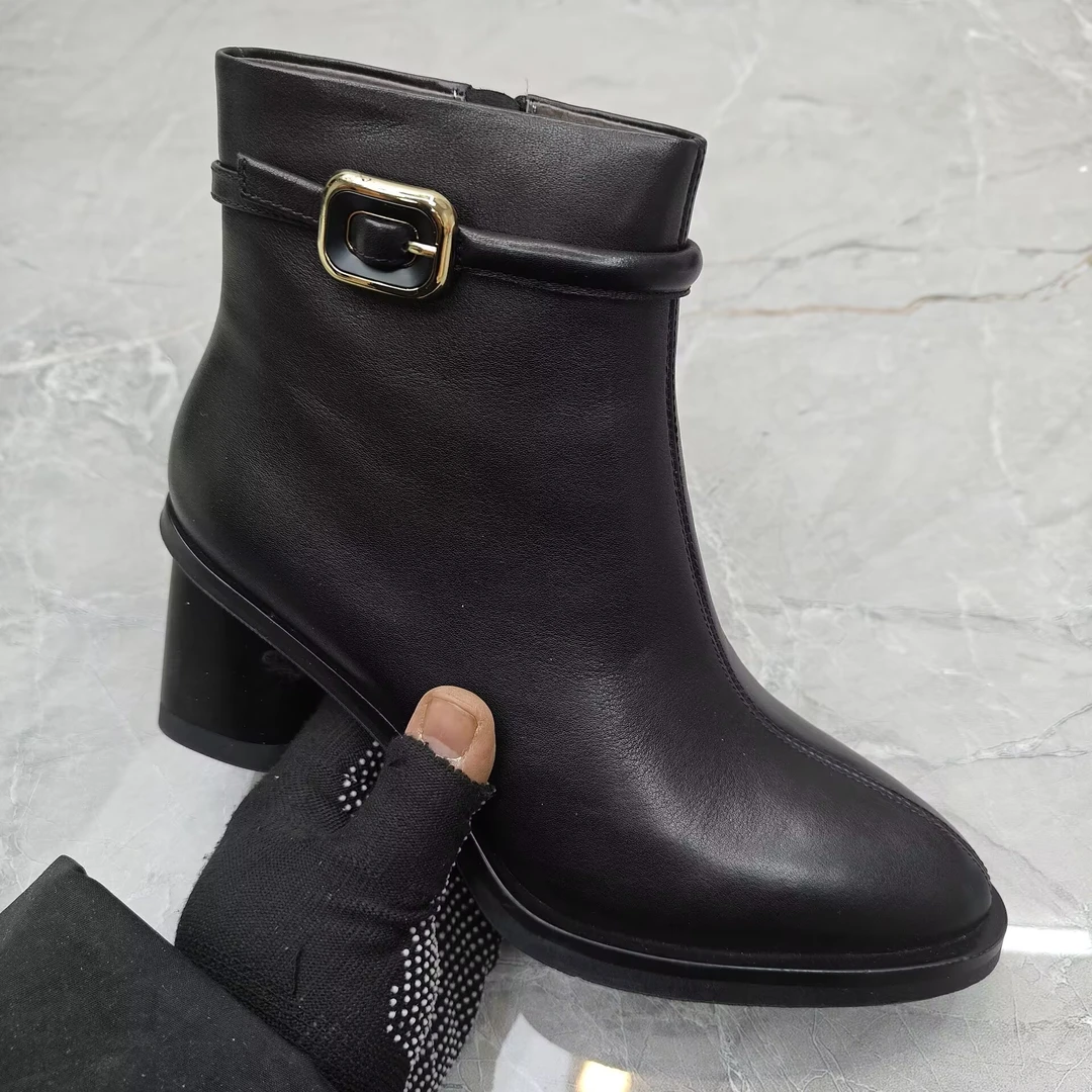 f（孤品）38码短靴女靴子 j298牛皮