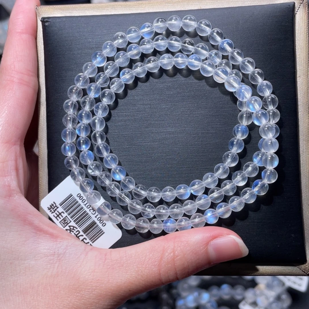 未镶嵌手链长石多圈蓝月光5mm
