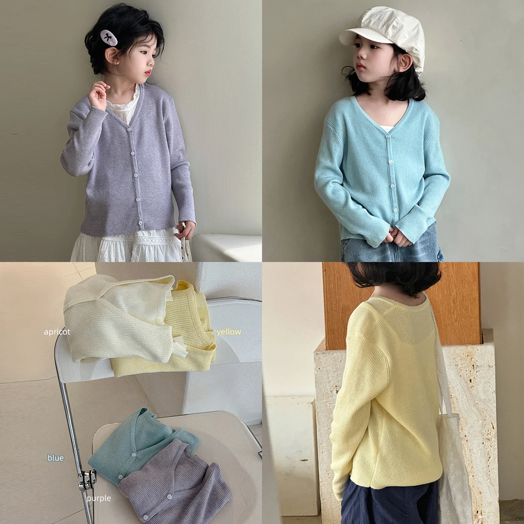 现货「麦麦秋.MAIMAIQIU」【人手一件】V领针织开衫女童夏【GC300】