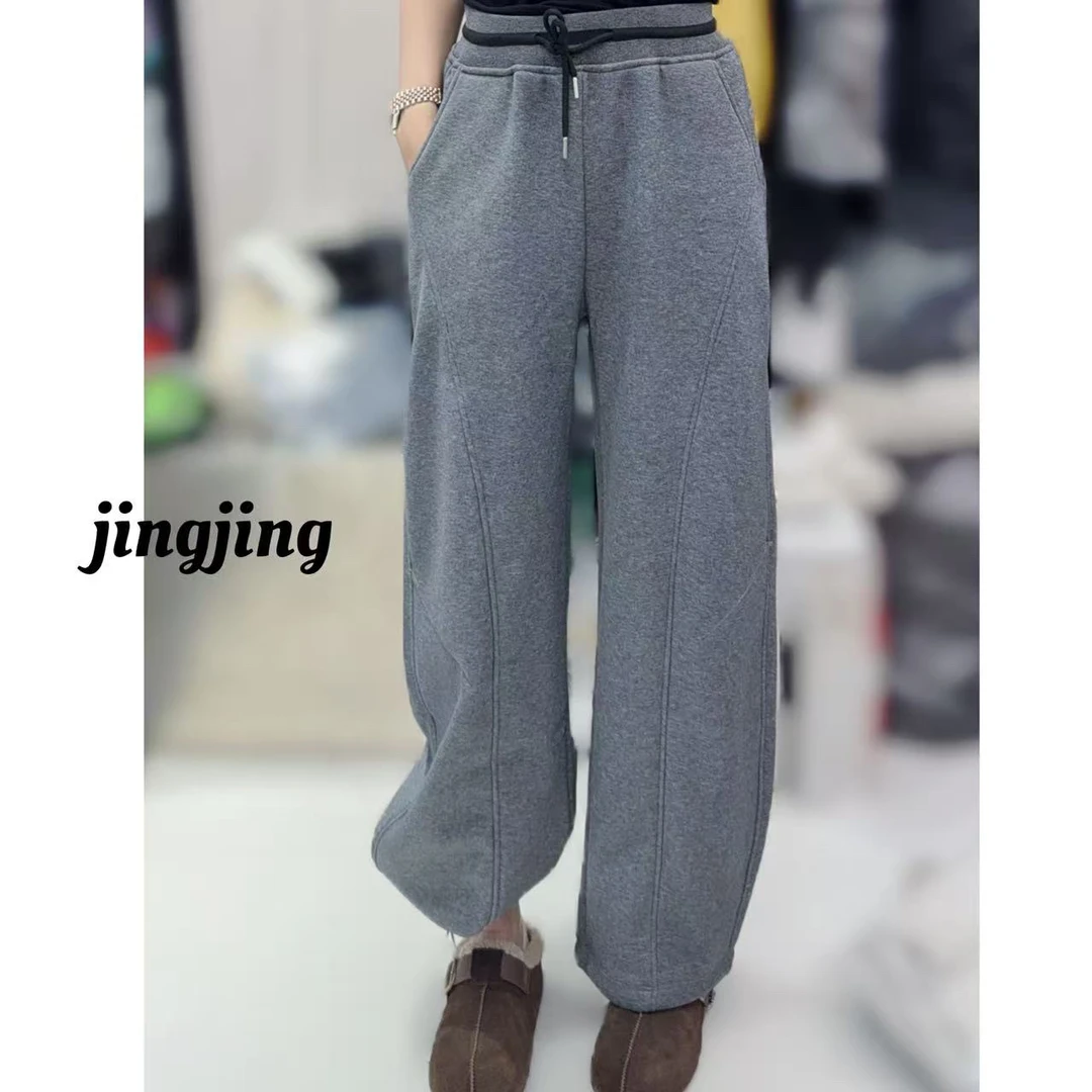 秋冬季新款休闲百搭加绒加厚可抽绳卫裤(99826)