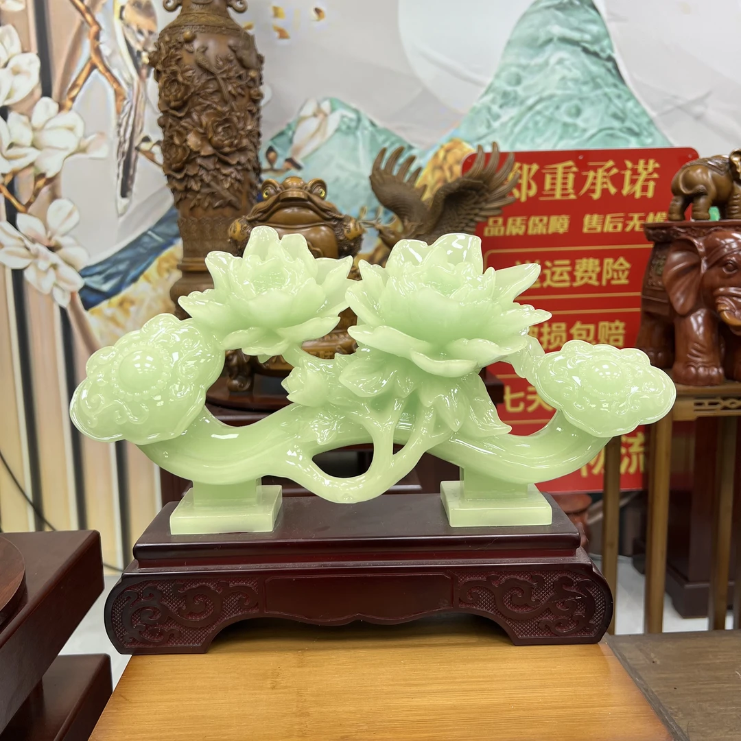 吉祥如意摆件牡丹如意花开富贵客厅电视柜玄关装饰开业乔迁礼品