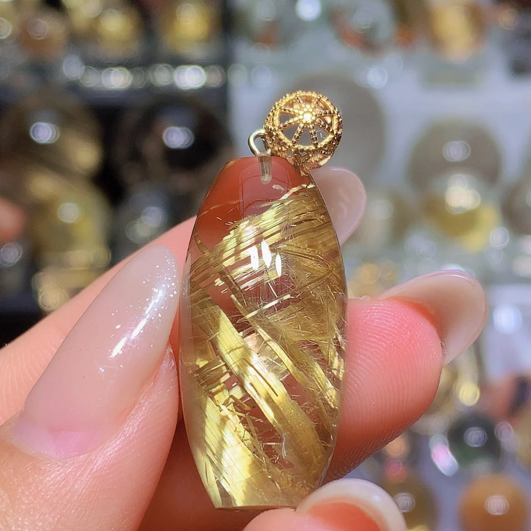 水晶珠宝半成品银S925镀金镶嵌吊坠