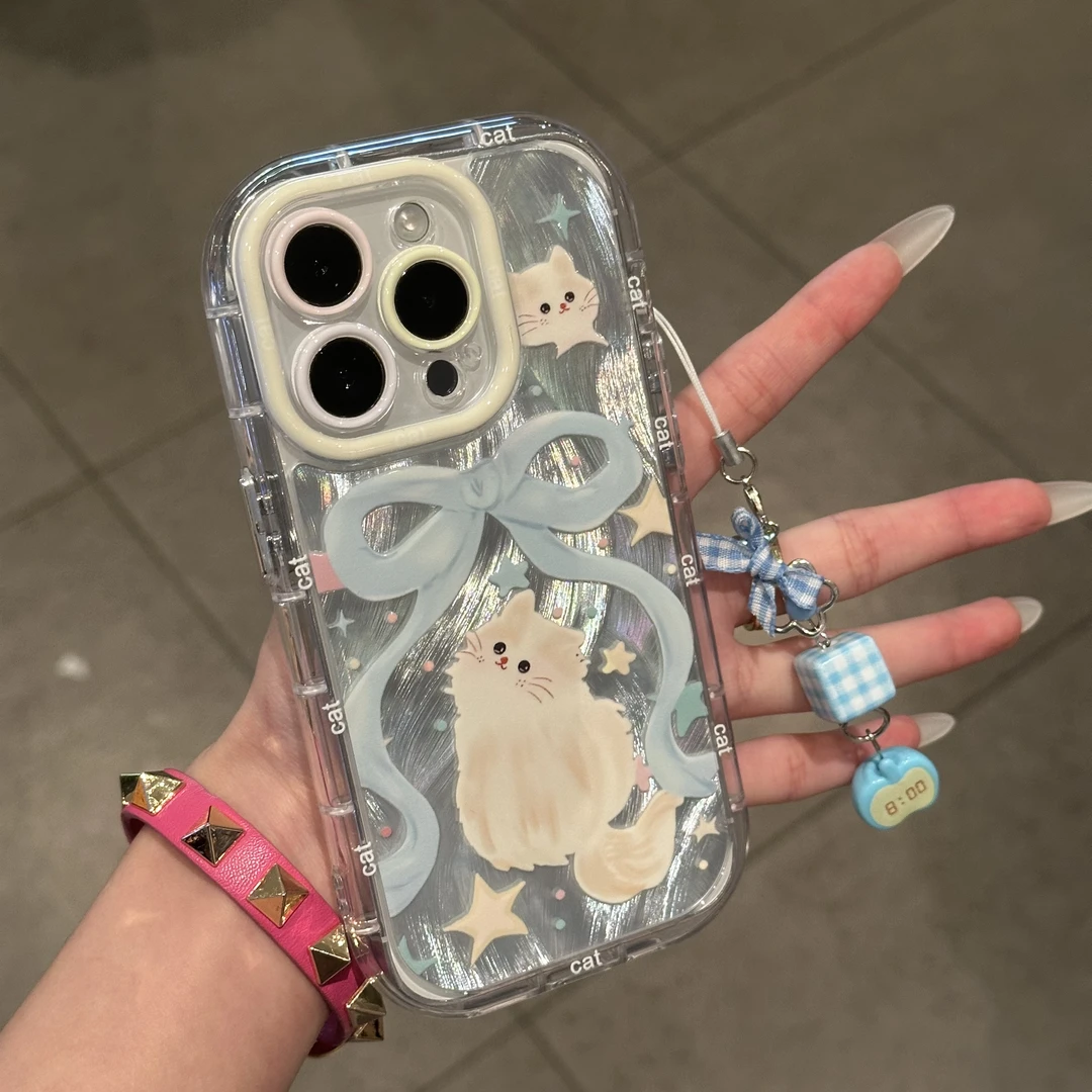 夕与空萌系蝴蝶结猫咪适用苹果16promax手机壳华为vivo小米15oppo