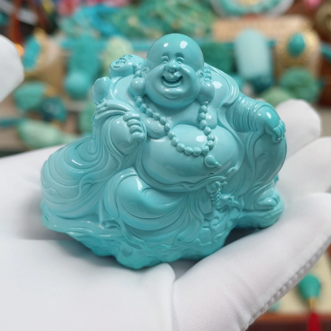 未镶嵌绿松石珠宝奇石童子戏佛