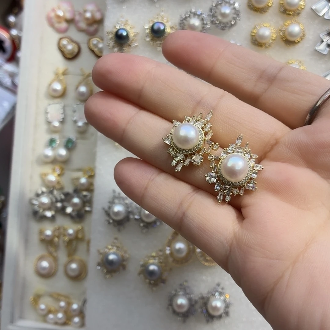 合金淡水珍珠耳饰