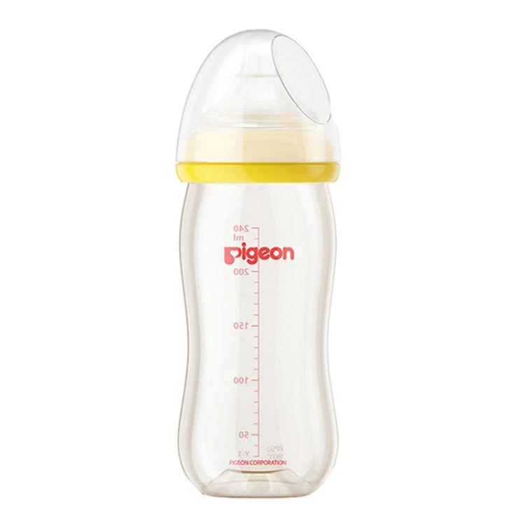 贝亲 宽口径奶瓶PPSU240ml配L号奶嘴（黄色）-AA94