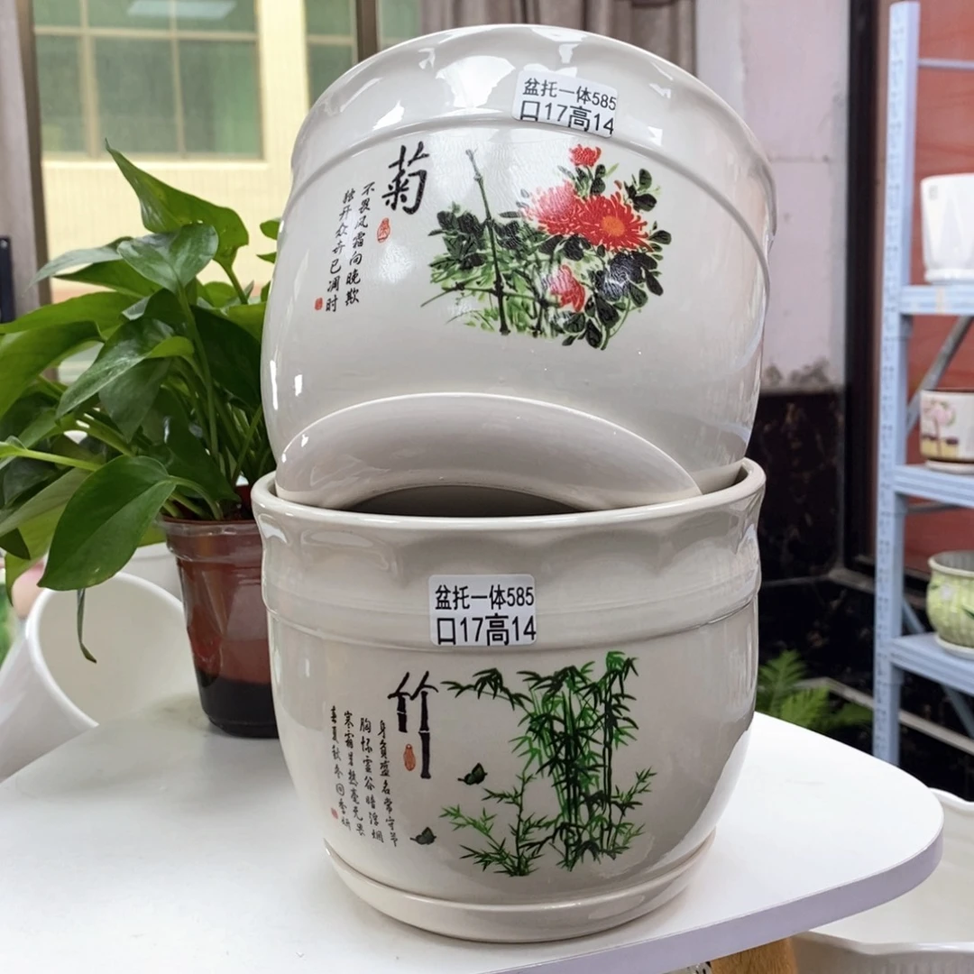 陶瓷花盆图片上有尺寸@@5585