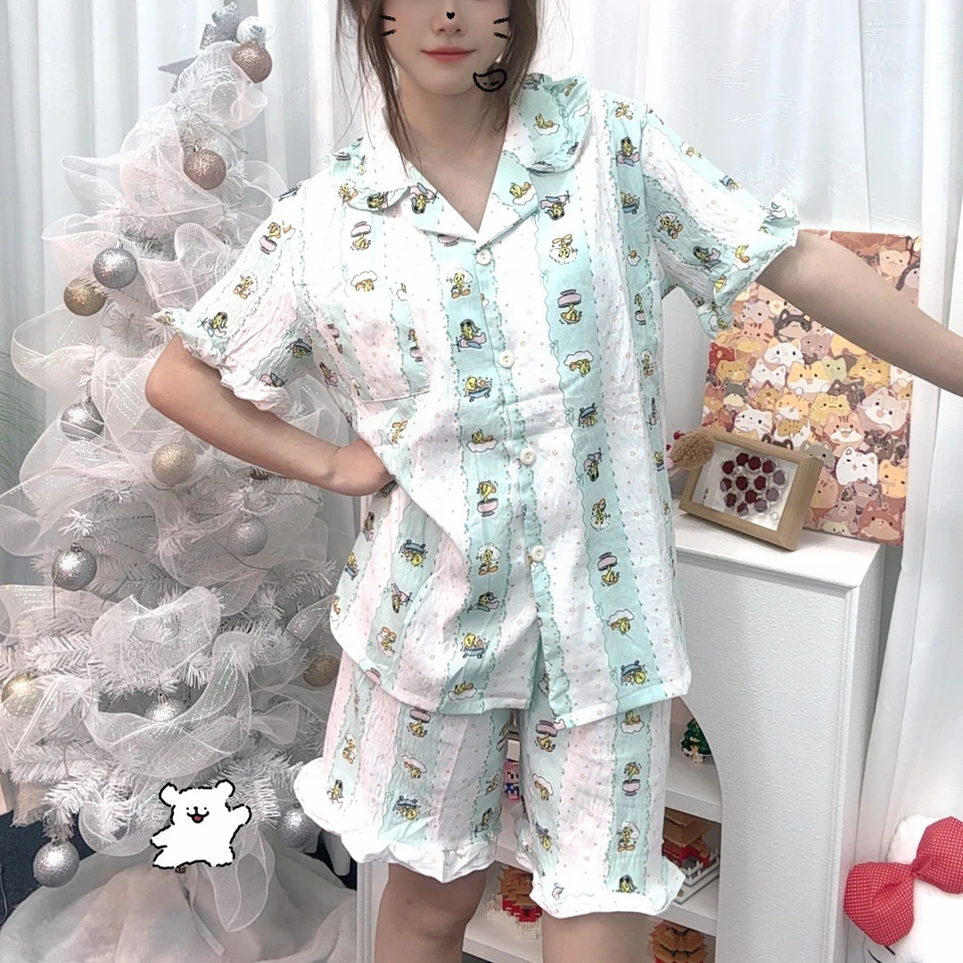 初夏新款两件套居家睡衣带胸垫集合链接