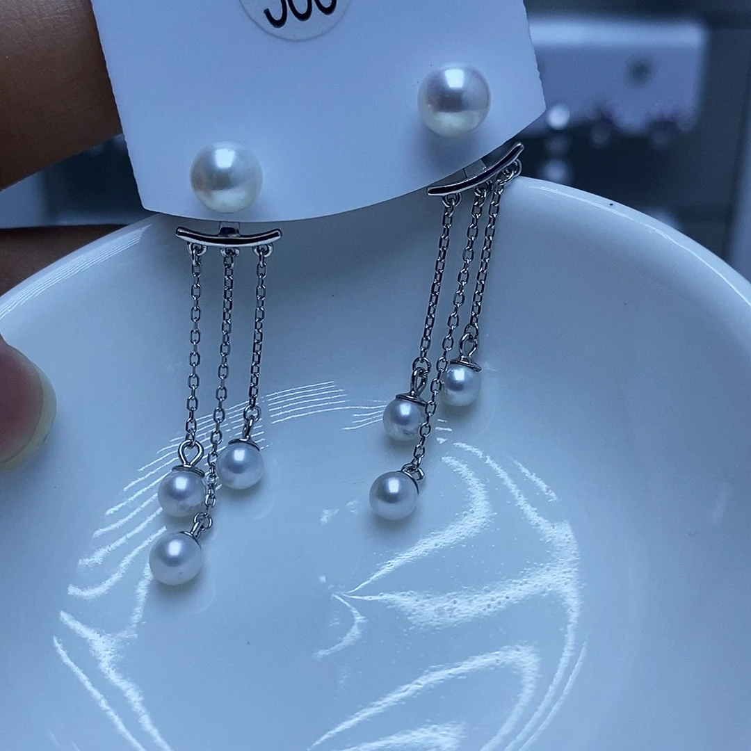 淡水珍珠耳饰银S925镶嵌
