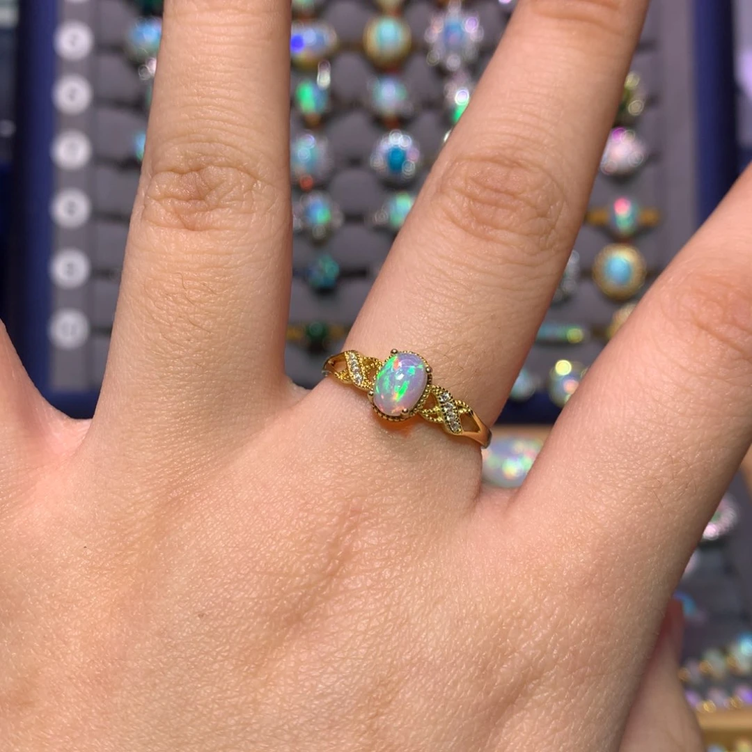 银S925镀金镶嵌欧泊戒指福利款不退不换