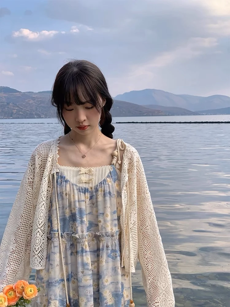 187s530夏季镂空针织衫宽松薄款开衫时尚女