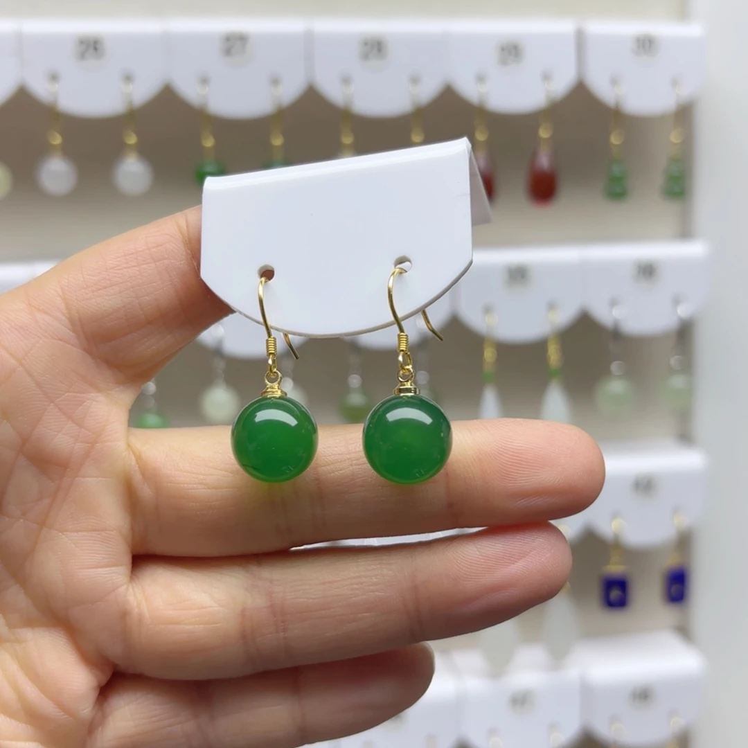 银S925镶嵌耳饰玛瑙/玉髓