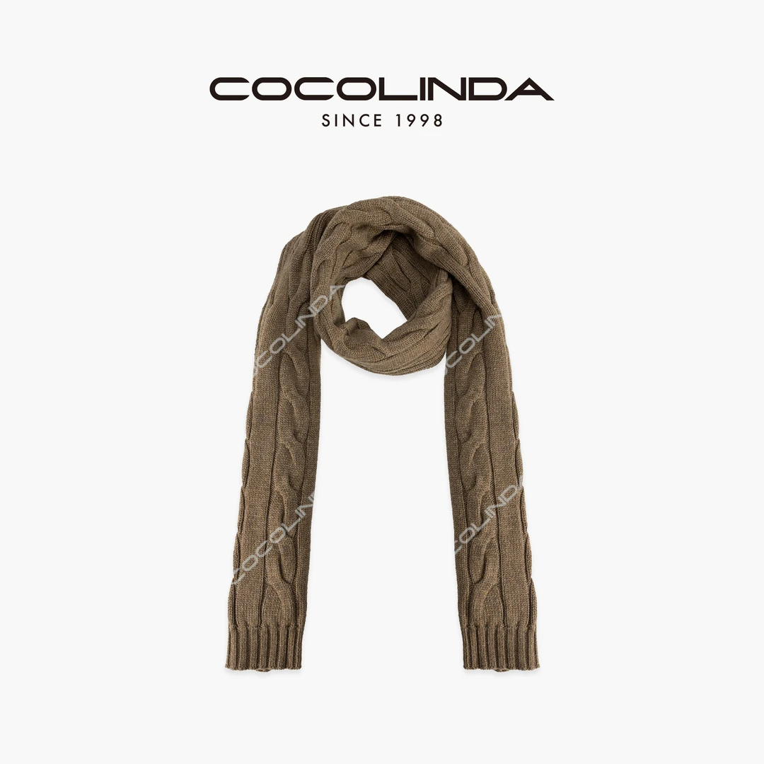 COCOLINDA | 绵羊毛混纺5针工艺 秋冬绞花编结针织围巾A2386