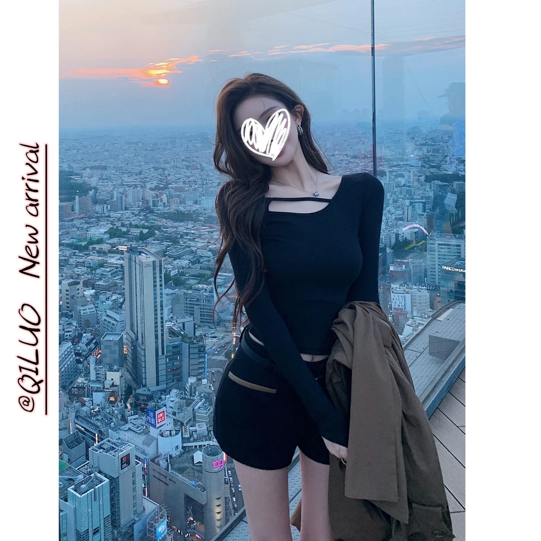 cashmere韩模tee美得很自律！——自成焦点独特漂亮早秋纯欲风上衣