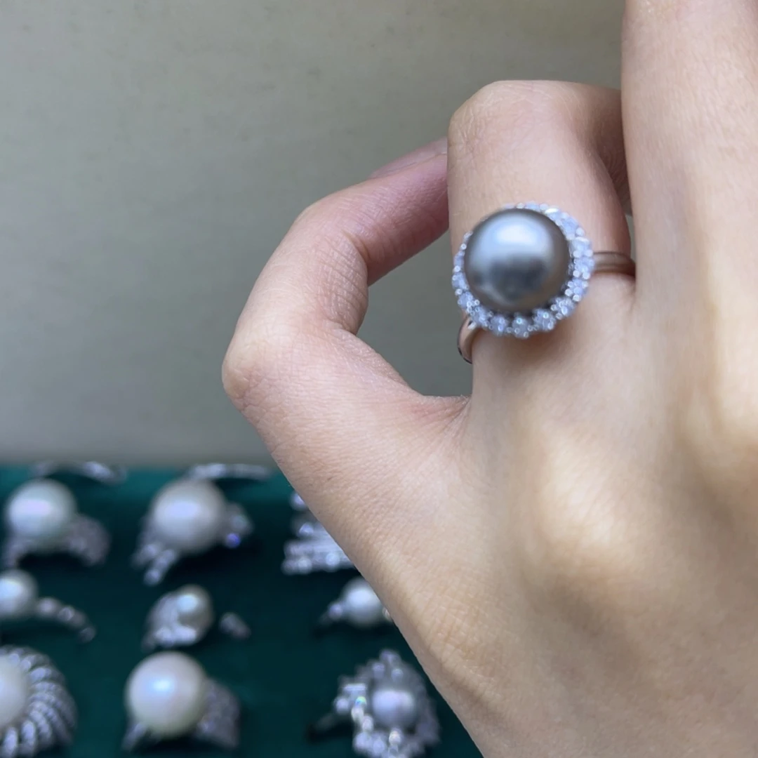 海水珍珠银S925镶嵌戒圈