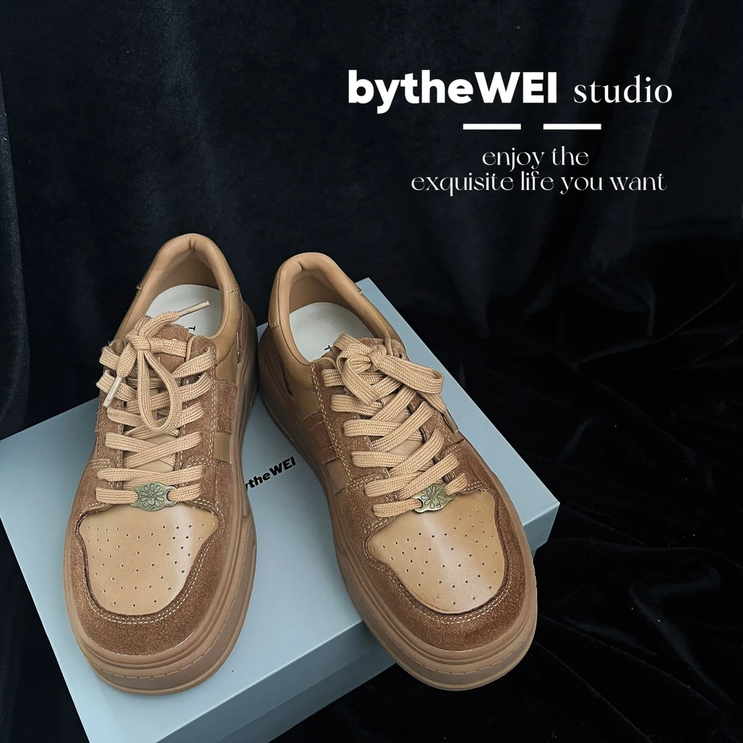 bytheWEI【暖茶奶白】复古休闲新款美拉德色系休闲鞋松糕鞋57-513