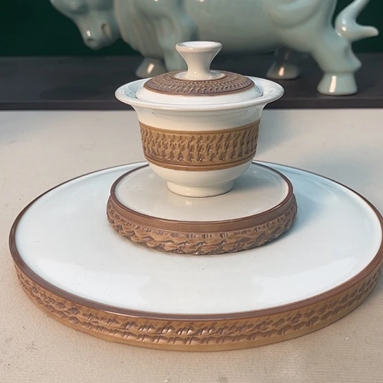 青焱汝瓷月白重工元宝微瑕