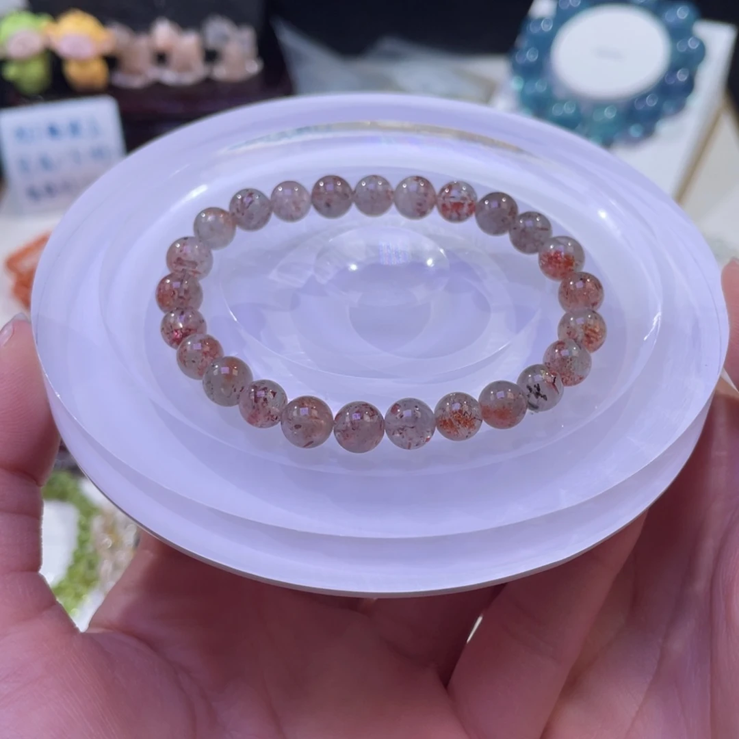 未镶嵌手链水晶绿底奶体大花瓣阿鲁沙7mm