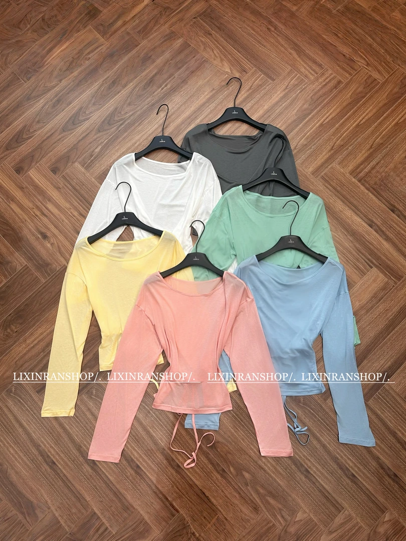 李欣然  【薄雾清晨】  轻透感冰凉绑带长袖T防晒衫#C1708