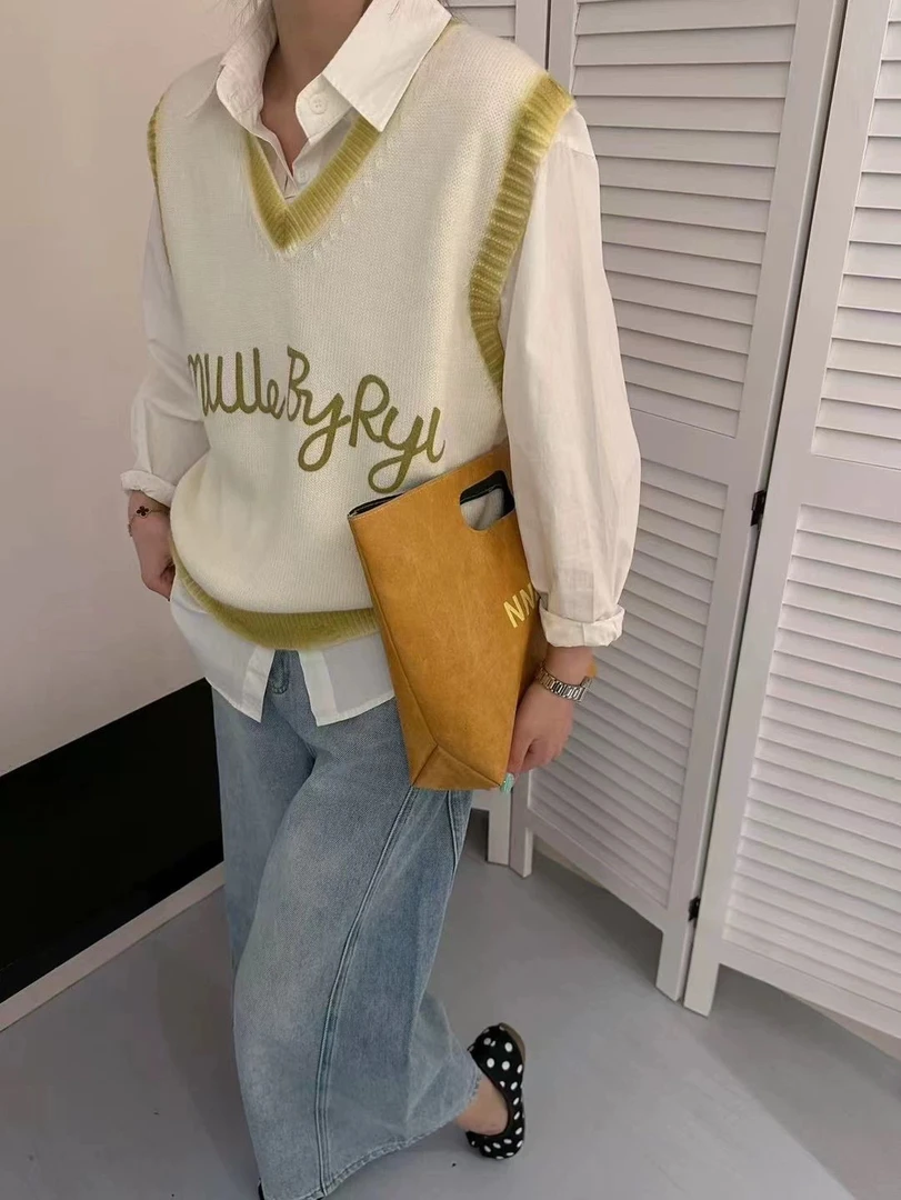 秋季新款韩版宽松百搭无袖针织马甲两件套女时尚潮搭