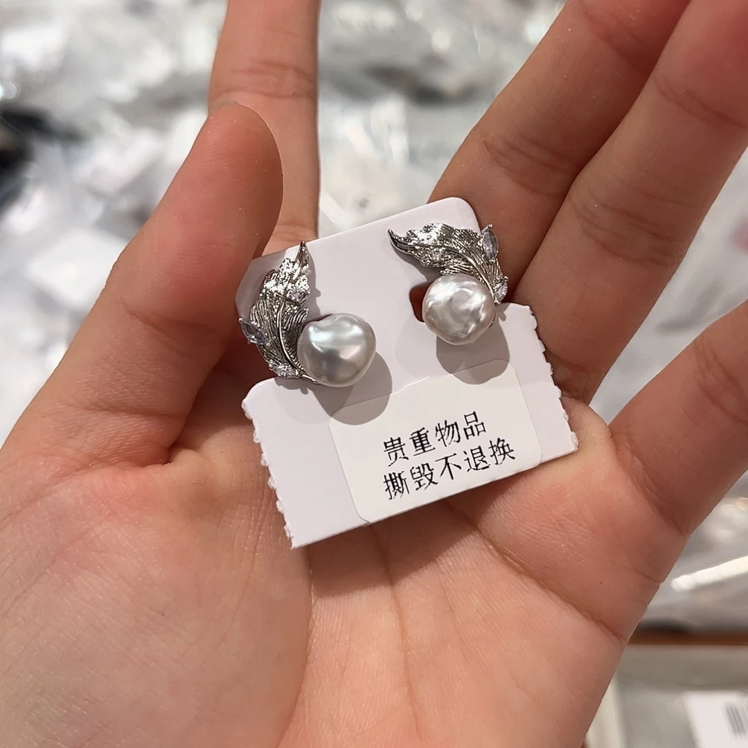 合金淡水珍珠耳饰