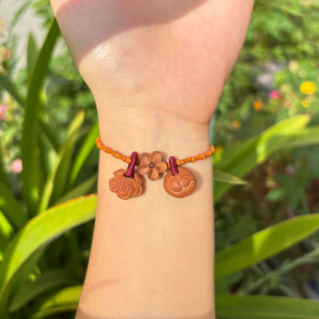 桃木桃花桃核小福锁葫芦竹节手串 一桃压百木备注手围定制