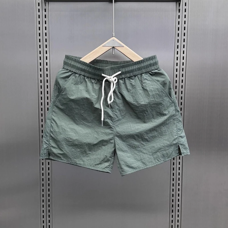 2024新款夏季运动薄款短裤男士潮牌休闲速干宽松纯色沙滩裤四分裤