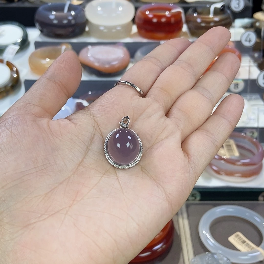 玛瑙/玉髓颈饰银S925镶嵌星**美