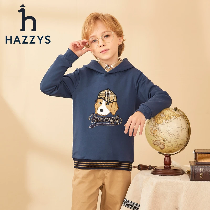Hazzys/哈吉斯品牌童装【达人专属】男童卫衣连帽套头中大童春秋