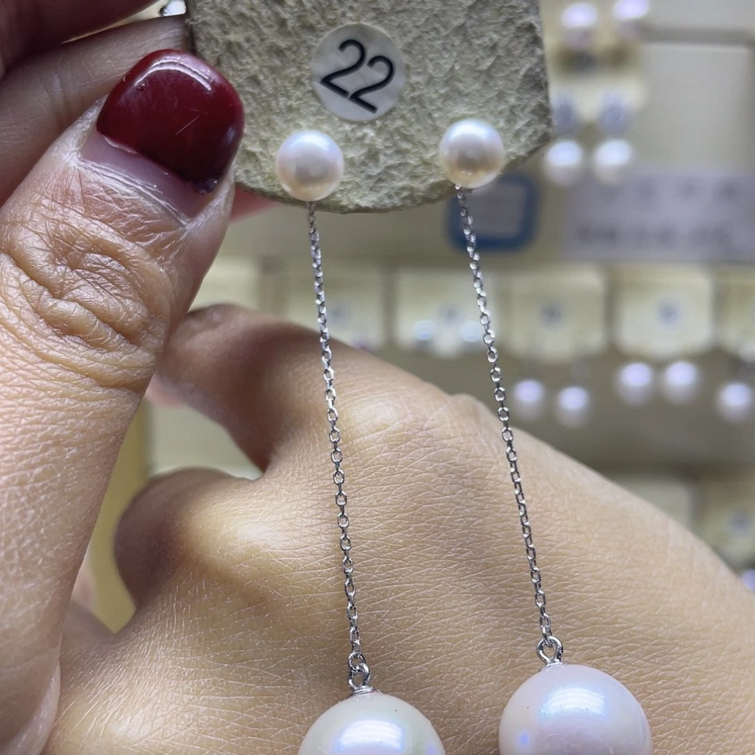 银S925镶嵌耳饰淡水珍珠