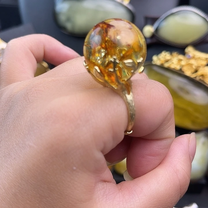 琥珀银S925镶嵌裸石