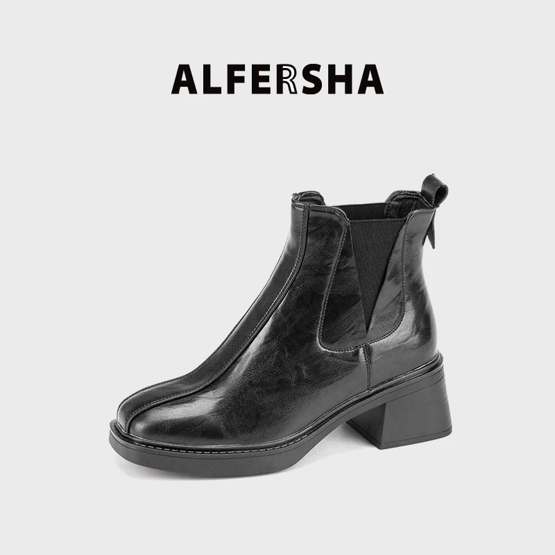 2025春款四季单鞋阿芙莎X9529时尚百搭真皮女靴B