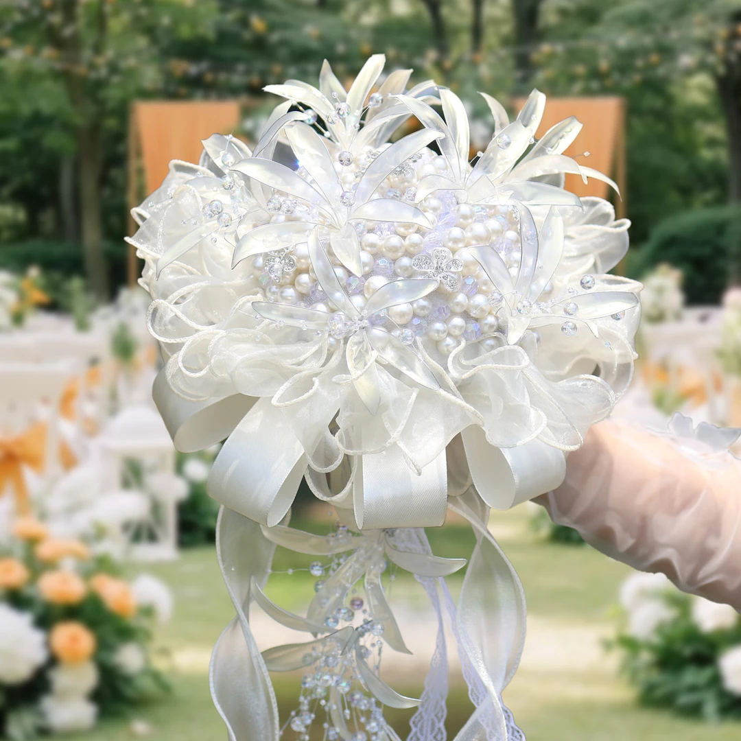 新娘结婚手捧花重工珍珠皂液花仙气手捧花DIY材料包成品送礼佳品