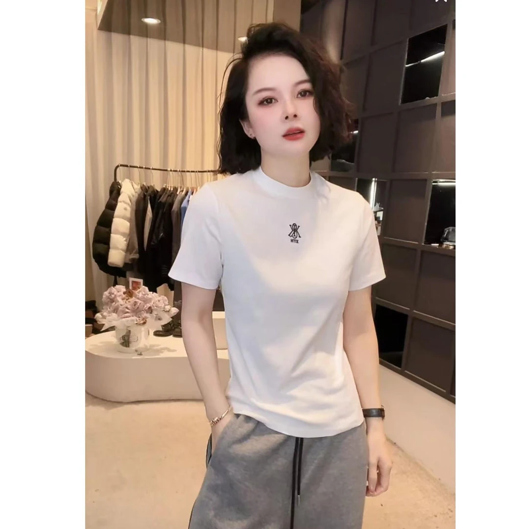 2025夏季圆领设计感时尚百搭短袖休闲显瘦上衣款气质女T恤