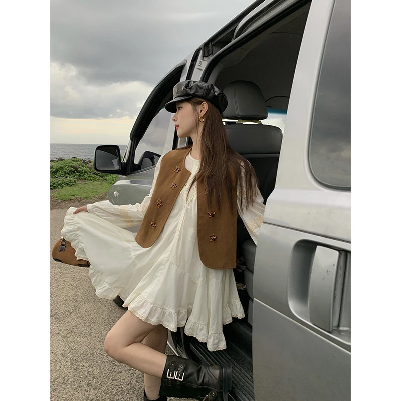 十三行春季中式港风复古无袖短款女式马甲外搭F1637