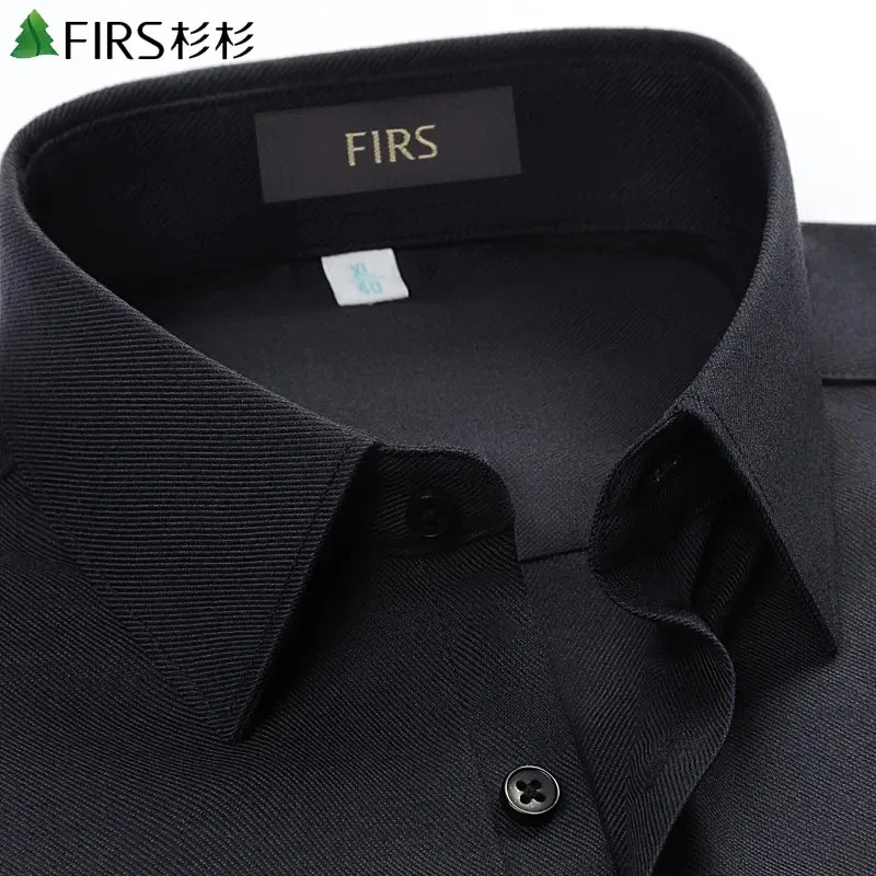 【羊毛轻奢高级感】杉杉男士黑色衬衫男款长袖商务休闲内搭衬衣男