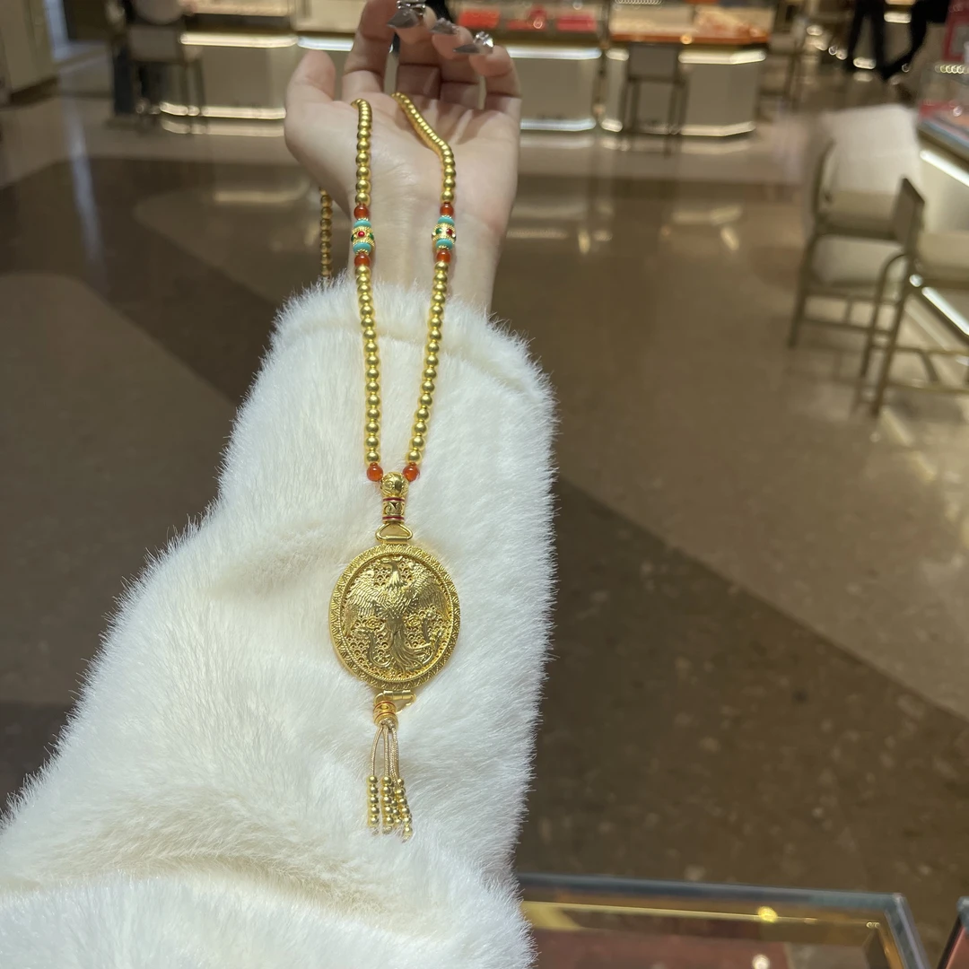 坠链均足银树脂 龙凤香囊套链大气时尚新中式显气质毛衣链贵气感